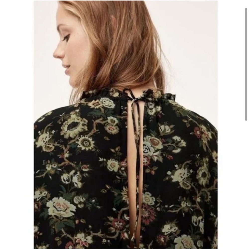 Aritzia Wilfred Lamare Ruffle Floral Mini Dress Open Back Peasant Prairie Sz XS - Picture 5 of 16